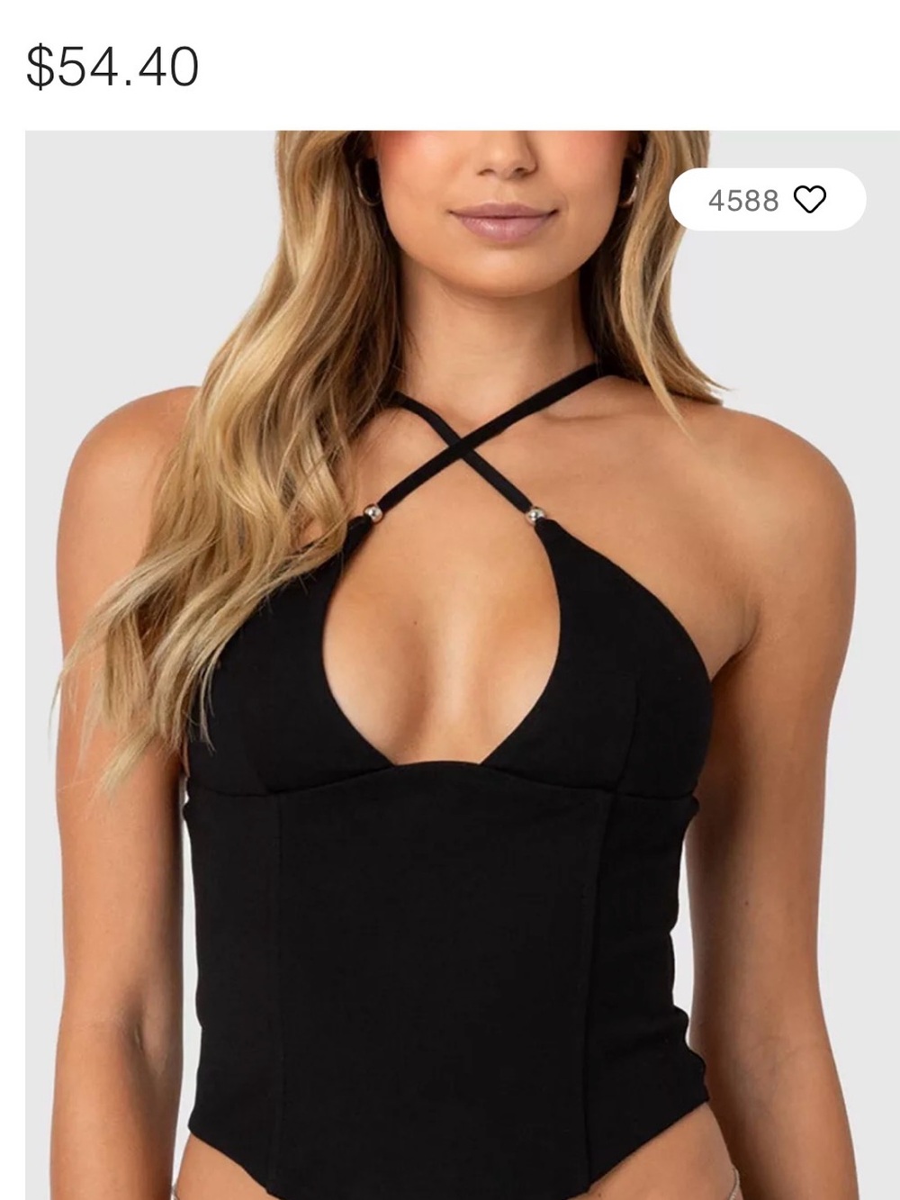 Edikted Lou Crossover Beaded Corset Top